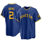 S.Mariners #2 Cole Young Player Royal City Connect Home Game Fdoa Stitched Jerseys