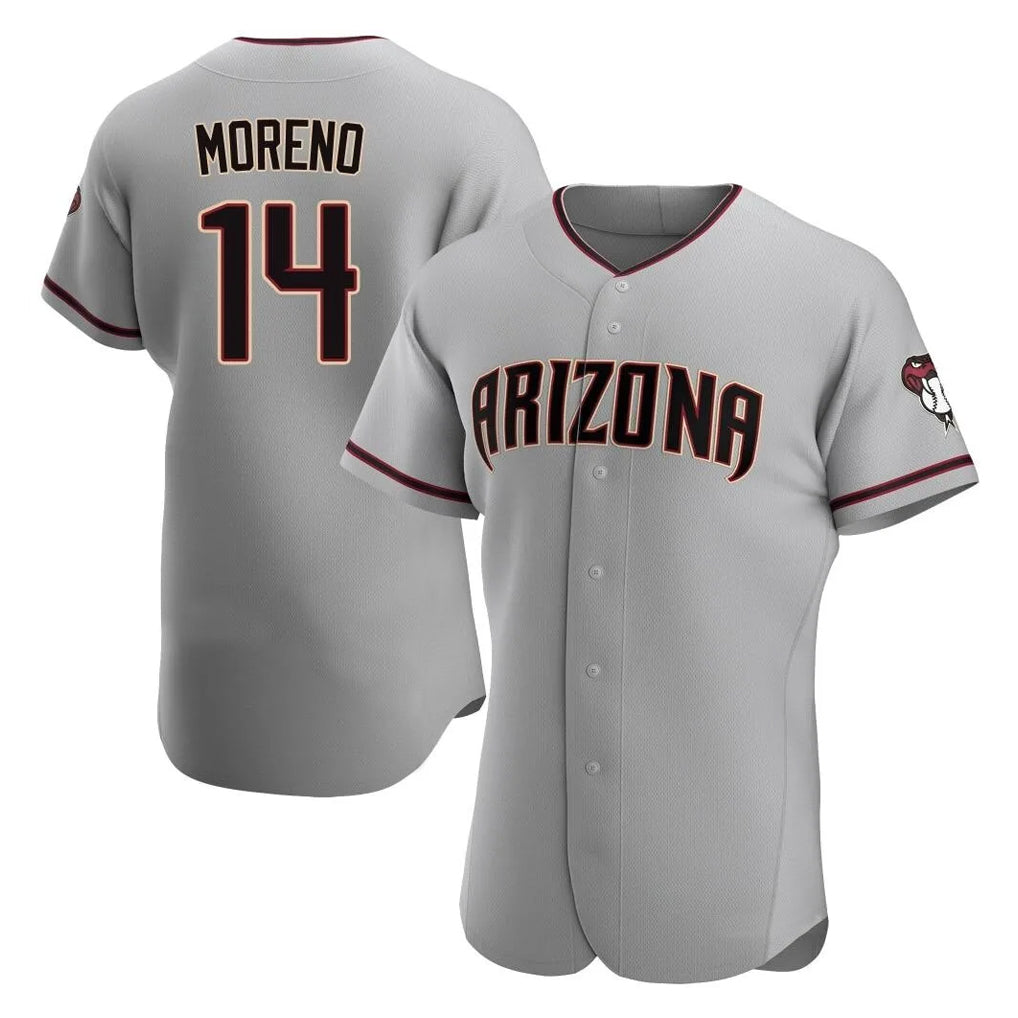 A.Diamondbacks #14 Gabriel Moreno Player Gray Road Limited Elite Home Game Gdoa Stitched Jerseys