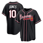 A.Braves #10 Chipper Jones Player Black Fashion Out Game Gdoa Stitched Jerseys