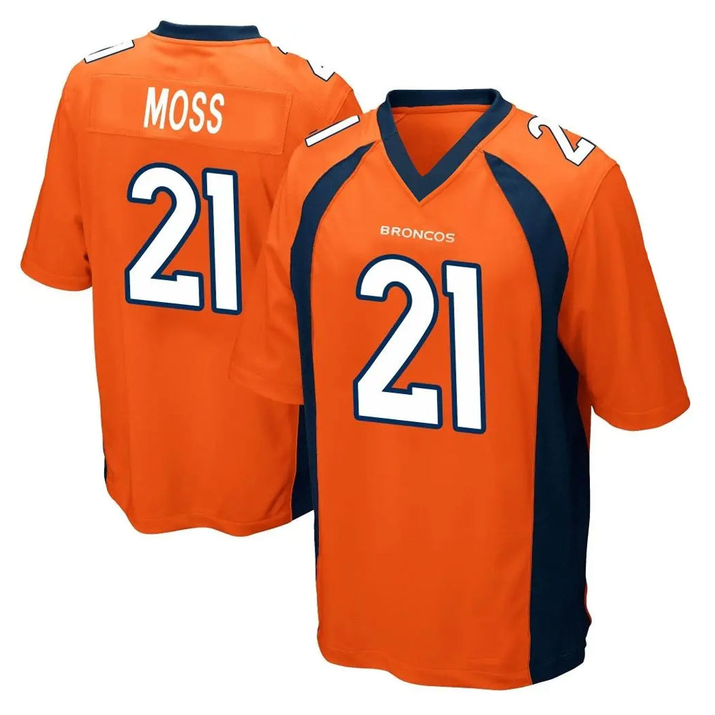 D.Broncos #21 Riley Moss Player Orange Color Home Game Gdoa Stitched Jerseys