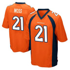 D.Broncos #21 Riley Moss Player Orange Color Home Game Gdoa Stitched Jerseys