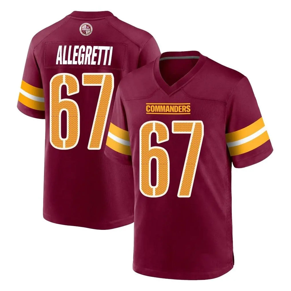 W.Commanders #67 Nick Allegretti Player Burgundy Home Game Gdoa Stitched Jerseys