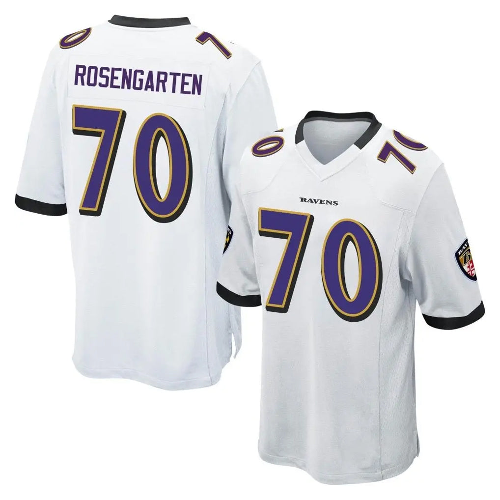 B.Ravens #70 Roger Rosengarten Player White Alternate Home Game Gdoa Stitched Jerseys