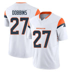 D.Broncos #27 J.K. Dobbins Player White Limited Vapor F.U.S.E. Home Game Gdoa Stitched Jerseys