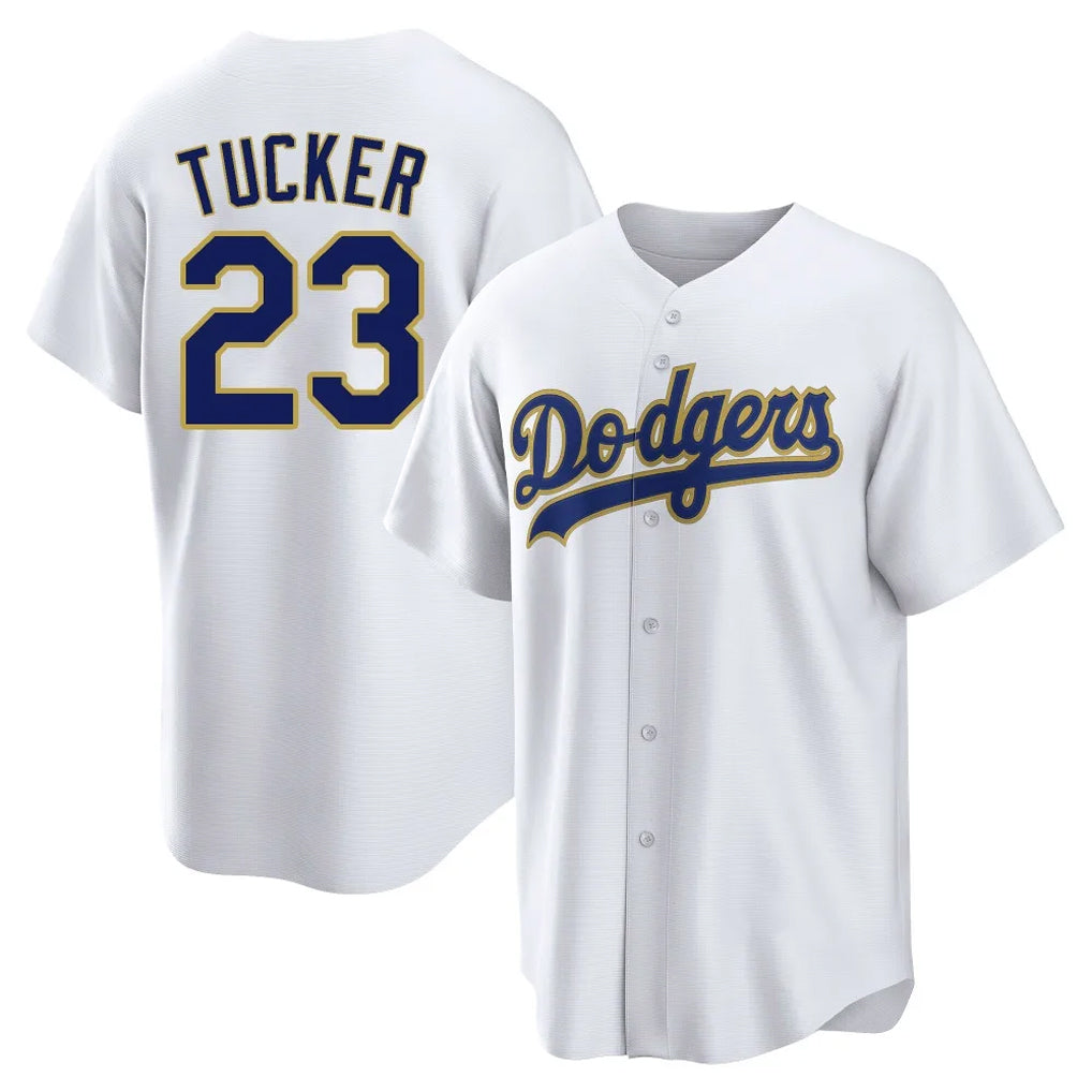 LA.Dodgers #23 Kyle Tucker Player Gold White 2026 Collection Stadium Game Fdoa Stitched Jerseys