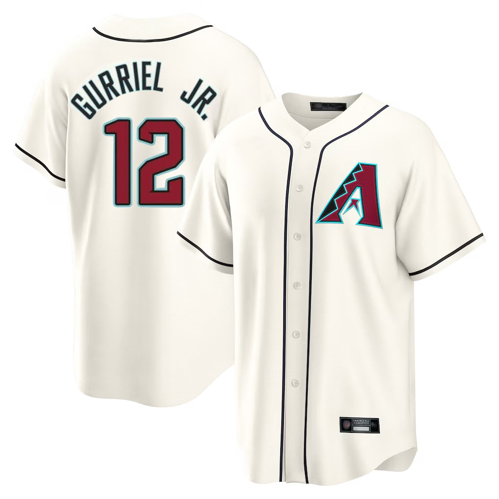 A.Diamondbacks #12 Lourdes Gurriel Jr Player Cream Home Game Gdoa Stitched Jerseys