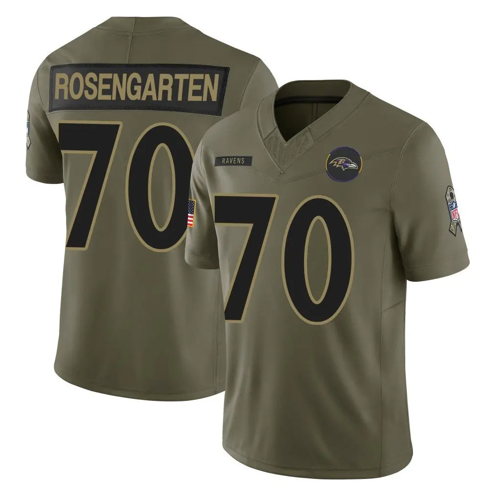 B.Ravens #70 Roger Rosengarten Player Olive Salute To Service Limited Home Game Gdoa Stitched Jerseys