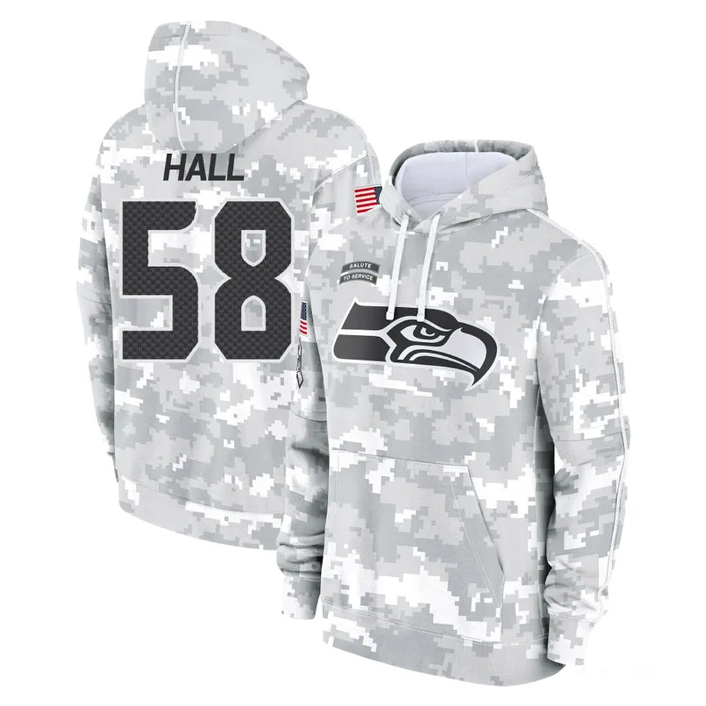 S.Seahawks #58 Derick Hall Player Arctic Camo Limited Salute to Service Pullover Hoodies Game Gdoa Stitched Jerseys