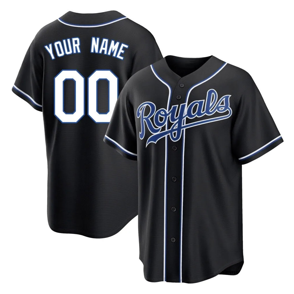 Custom KC.Royals Black Carbon Fashion Home Game Any Name & Number Gdoa Stitched Jerseys