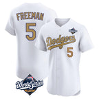 LA.Dodgers #5 Freddie Freeman Player Gold World Series Limited Elite Home Fdoa Stitched Jerseys