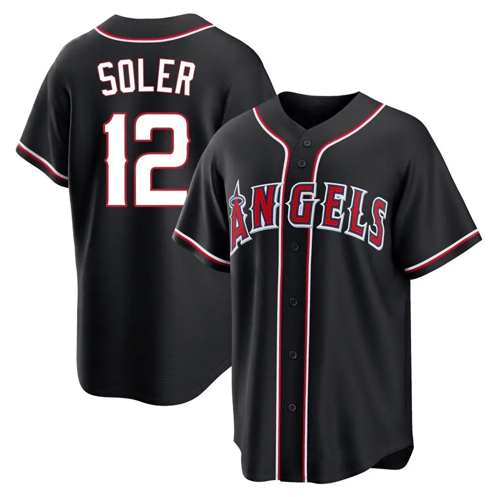 LA.Angels #12 Jorge Soler Player Black Fashion Out Home Game Fdoa Stitched Jerseys