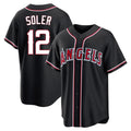 LA.Angels #12 Jorge Soler Player Black Fashion Out Home Game Fdoa Stitched Jerseys