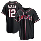 LA.Angels #12 Jorge Soler Player Black Fashion Out Home Game Fdoa Stitched Jerseys