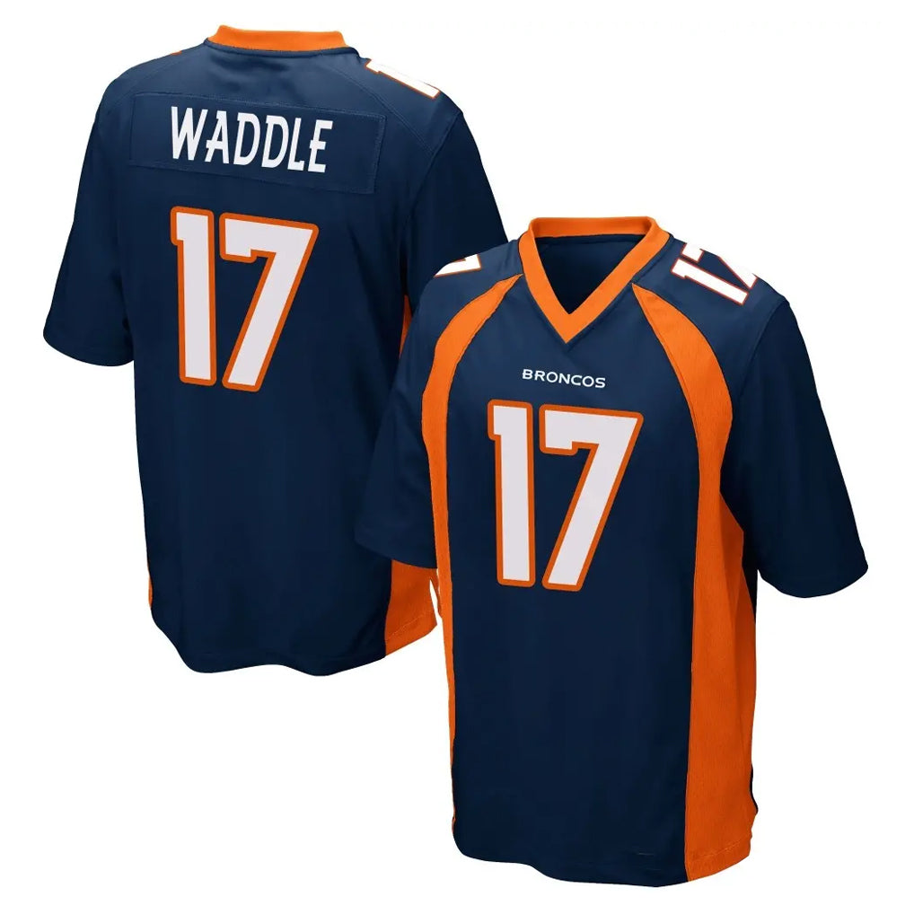 D.Broncos #17 Jaylen Waddle Player Navy Game Gdoa Stitched Jerseys