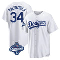 LA.Dodgers #34 Fernando Valenzuela Player White World Series Meet Game Home Fdoa Stitched Jerseys