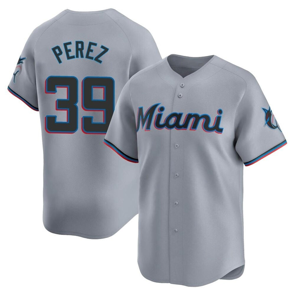 M.Marlins #39 Eury Perez Player Gray Home Limited Fdoa Stitched Jerseys