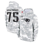 NE.Patriots #75 Alijah Vera-Tucker Player Arctic Camo Salute to Service Pullover Hoodies Limited Game Gdoa Stitched Jerseys