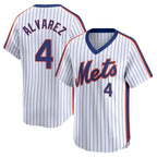 NY.Mets #4 Francisco Alvarez Player White Cooperstown Collection T-shirt Game Fdoa Stitched Jerseys