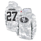 SF.49ers #27 Ji'Ayir Brown Player Arctic Camo Limited Salute to Service Pullover Hoodies Game Gdoa Stitched Jerseys
