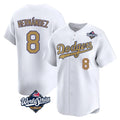 LA.Dodgers #8 Enrique Hern¨¢ndez Player Gold World Series Collection Limited Home Fdoa Stitched Jerseys