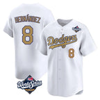 LA.Dodgers #8 Enrique Hern¨¢ndez Player Gold World Series Collection Limited Home Fdoa Stitched Jerseys