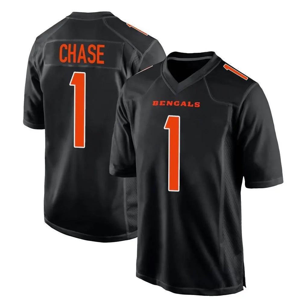 C.Bengals #1 Ja'Marr Chase Player Black Fashion Game Gdoa Stitched Jerseys