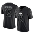 D.Broncos #15 Nik Bonitto Player Black Reflective Limited Ddoa Stitched Jerseys
