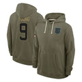 C.Panthers #9 Bryce Young Player Olive Salute to Service Hoodies Game Gdoa Stitched Jerseys