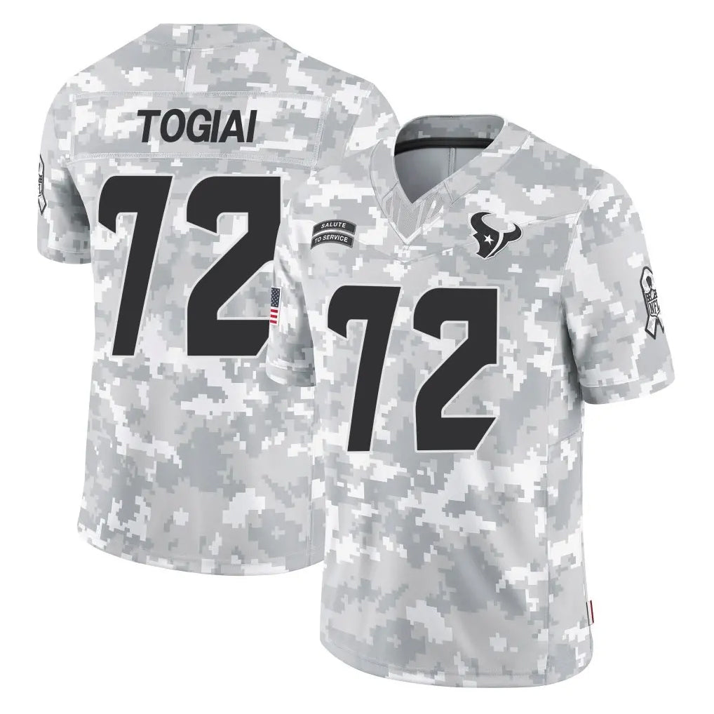 H.Texans #72 Tommy Togiai Player Arctic Camo Salute To Service Limited Game Gdoa Stitched Jerseys