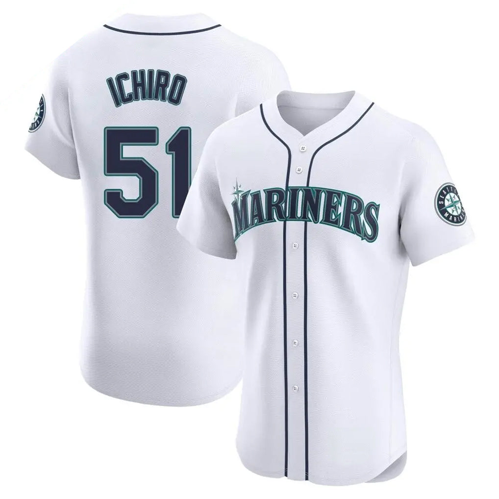 S.Mariners #51 Ichiro Suzuki Player White Home Limited Elite Fdoa Stitched Jerseys