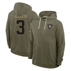 M.Vikings #3 Jordan Addison Player Olive Salute to Service Pullover Hoodies Limited Gdoa Stitched Jerseys