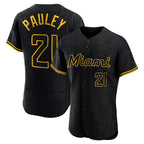M.Marlins #21 Graham Pauley Player Black Snake Skin City Home Limited Elite Fdoa Stitched Jerseys
