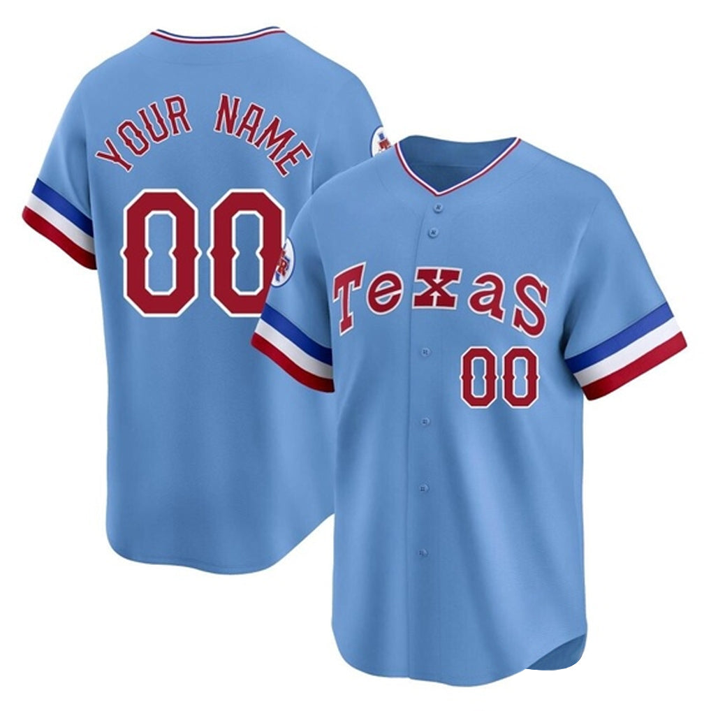 Custom T.Rangers Light Blue Cooperstown Collection Limited Home Game Any Name & Number Gdoa Stitched Jerseys