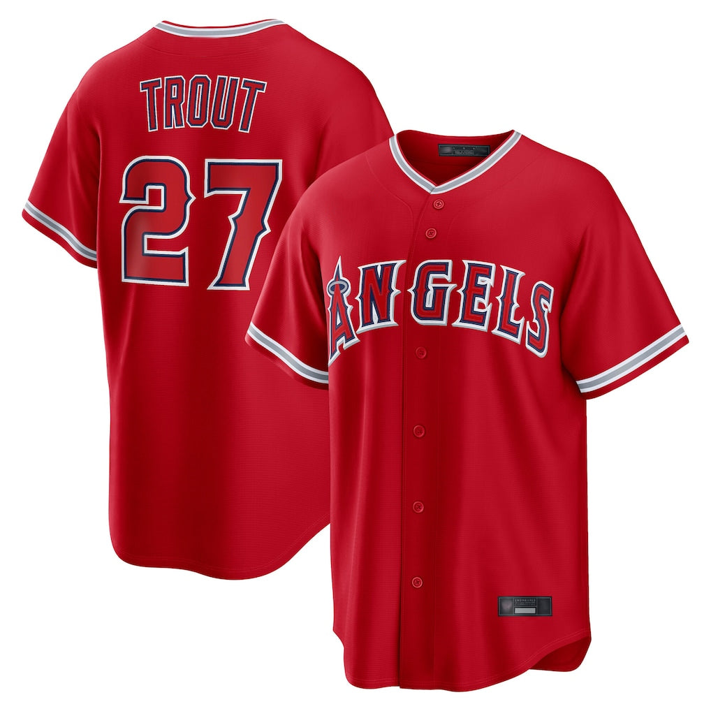 LA.Angels #27 Mike Trout Player Red Home Game Fdoa Stitched Jerseys