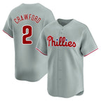 P.Phillies #2 Justin Crawford Player Gray Home Limited Fdoa Stitched Jerseys