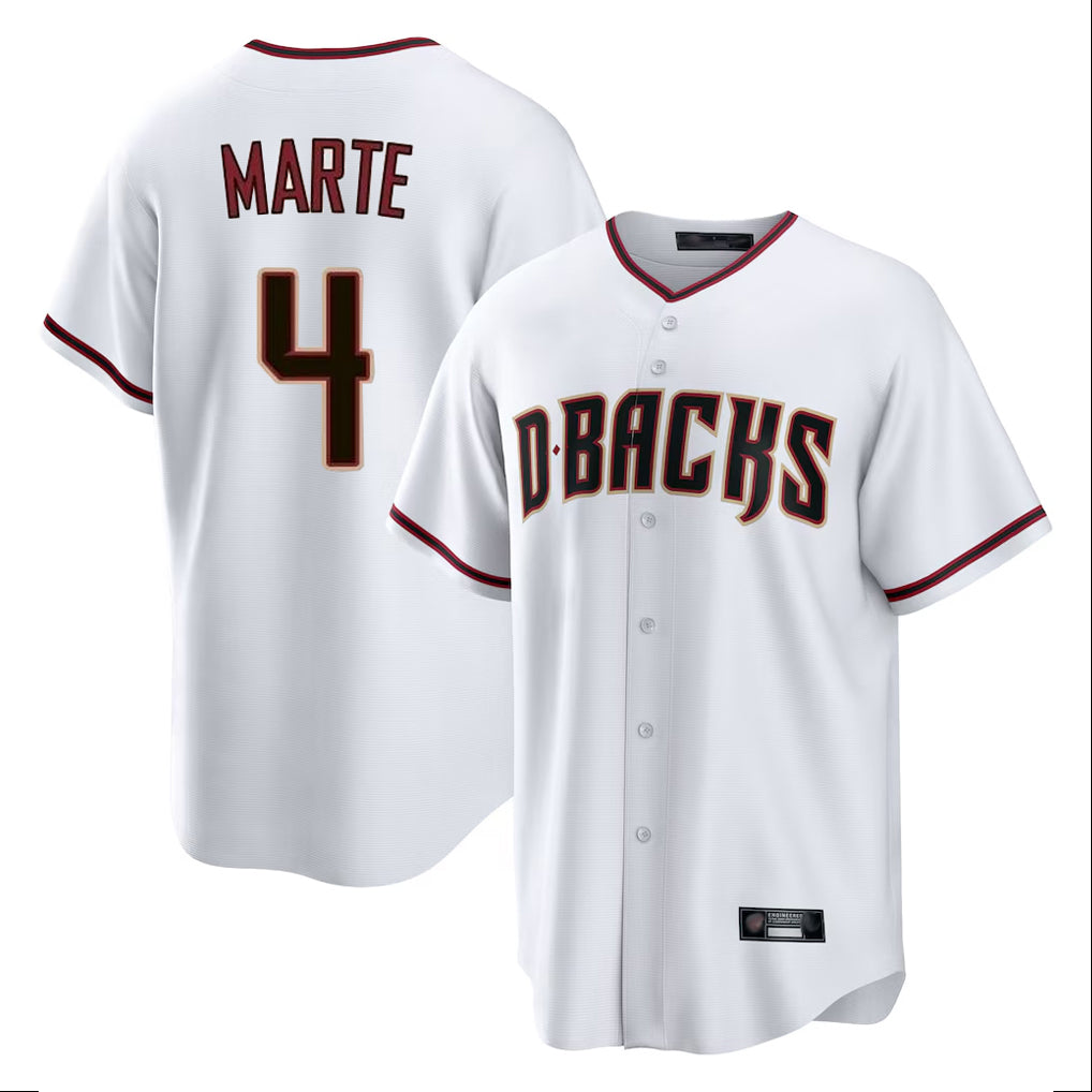 A.Diamondbacks #4 Ketel Marte Player White Home Game Gdoa Stitched Jerseys