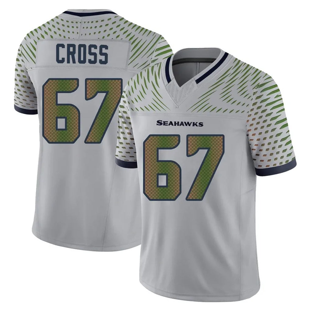S.Seahawks #67 Charles Cross Player Grey Limited 2025 Rivalries Collection Home Game Gdoa Stitched Jerseys