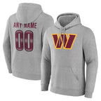 Custom W.Commanders Gray LOGO Pullover Hoodies Game Any Name & Numbers Gdoa Stitched Jerseys