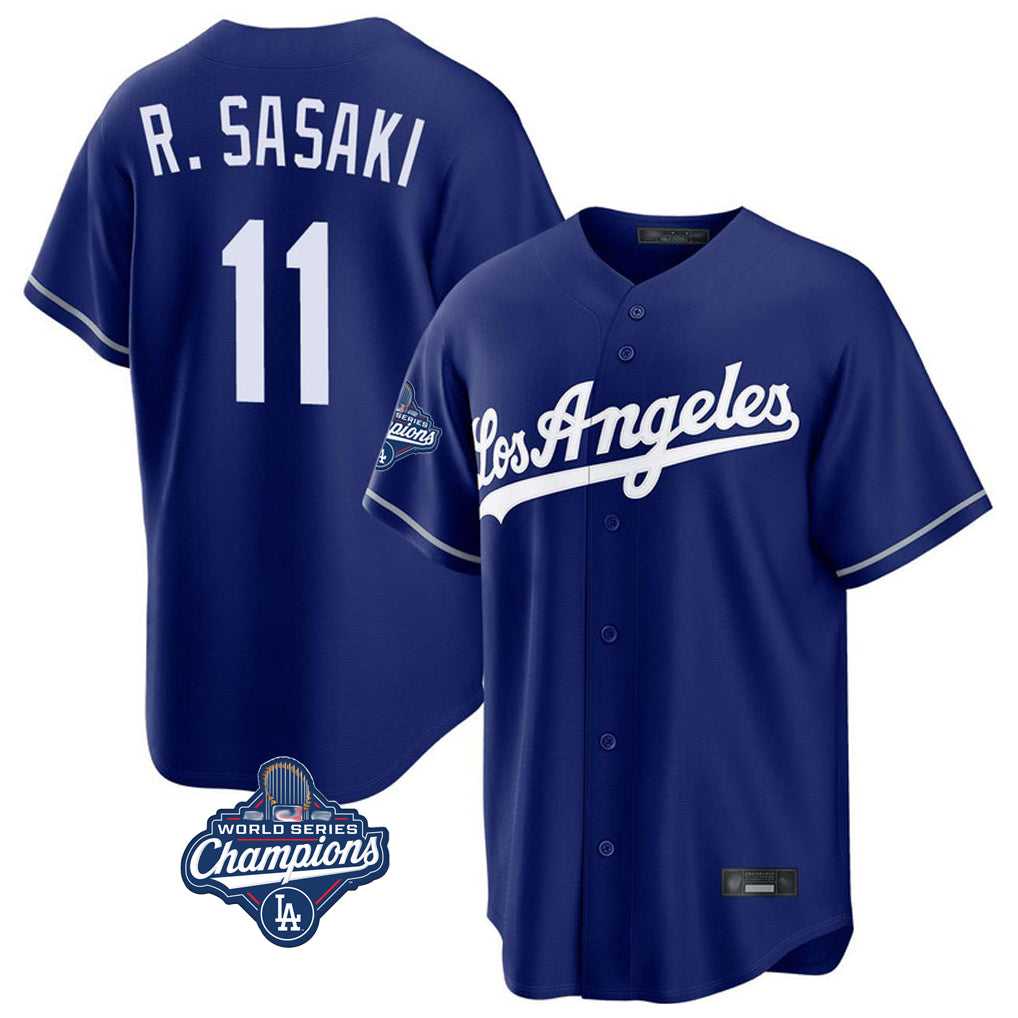 LA.Dodgers #11 Roki Sasaki Player Royal World Series Meet Game Fdoa Stitched Jerseys