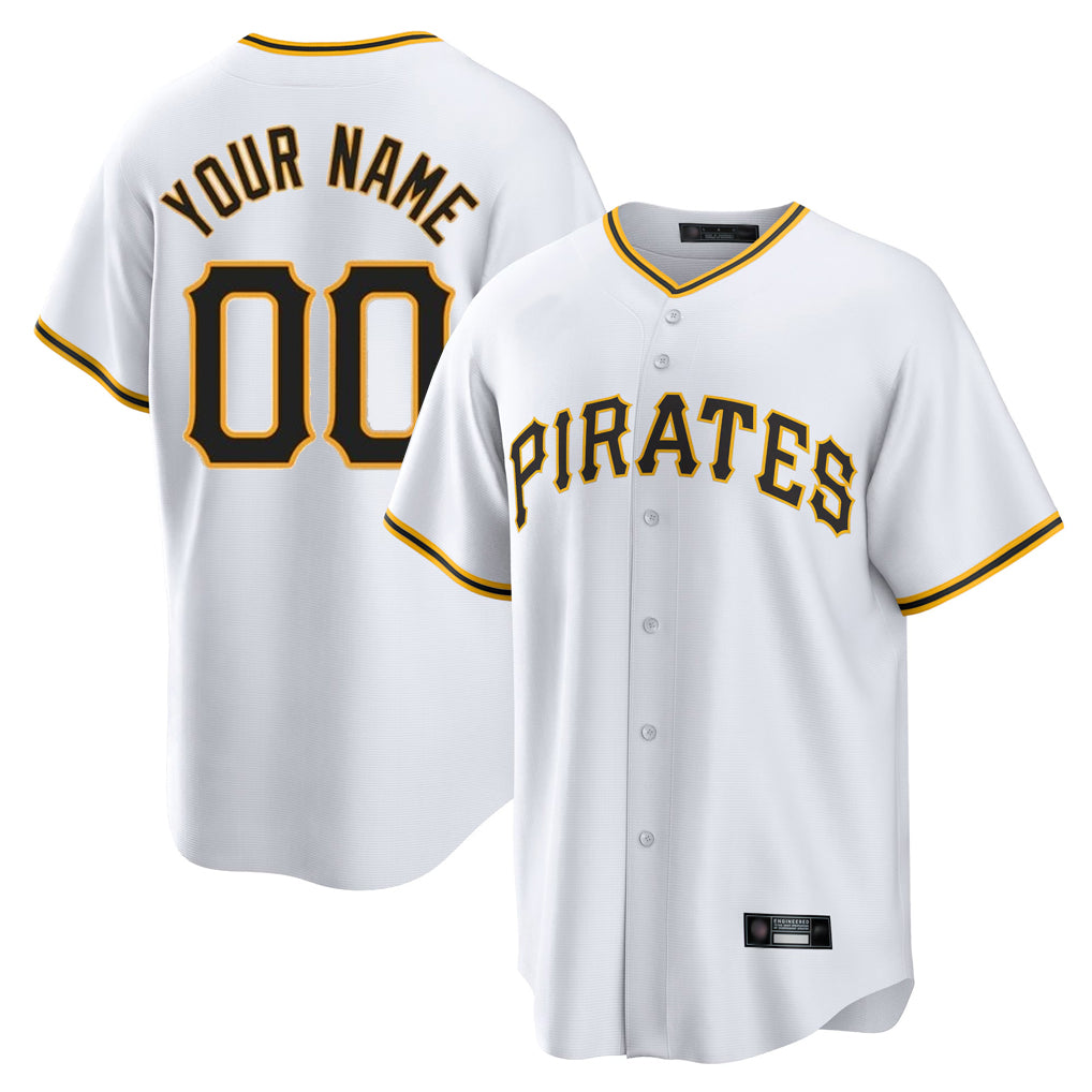 Custom P.Pirates White Home Game Any Name & Number Gdoa Stitched Jerseys