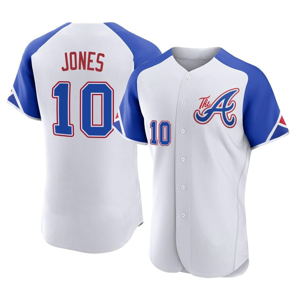 A.Braves #10 Chipper Jones Player White City Connect Limited Elite Home Game Gdoa Stitched Jerseys