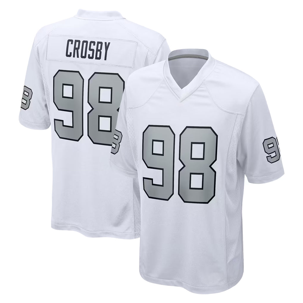 LV.Raiders #98 Maxx Crosby Player White Alternate Home Game Gdoa Stitched Jerseys