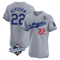 LA.Dodgers #22 Clayton Kershaw Player Gray World Series Limited Elite Home Fdoa Stitched Jerseys
