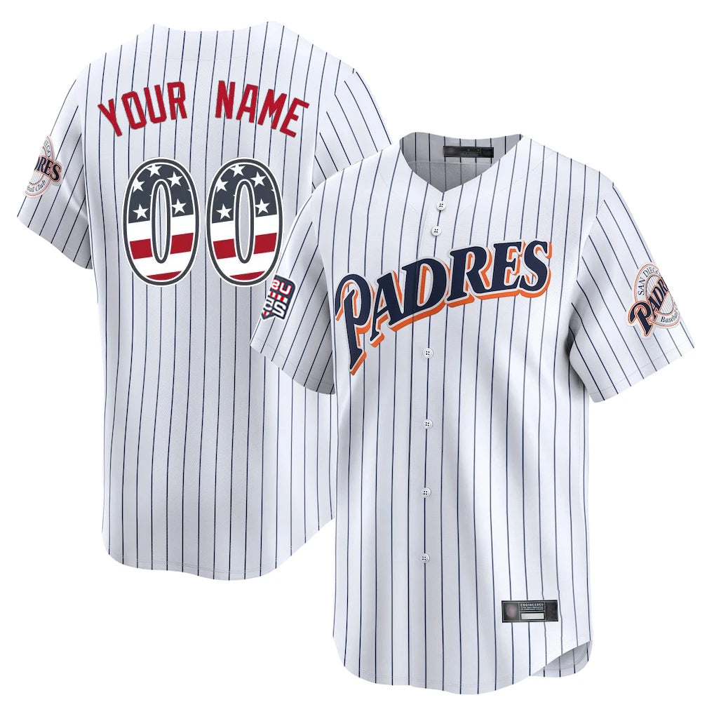 Custom S.Diego Padres White Cooperstown Collection USA 250 Limited Home Game Any Name & Number Gdoa Stitched Jerseys