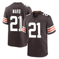 C.Browns #21 Denzel Ward Player Brown Home Game Gdoa Stitched Jerseys