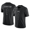 LA.Chargers #1 Quentin Johnston Player Black Limited Reflective Home Game Gdoa Stitched Jerseys