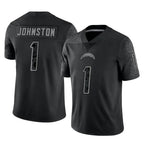 LA.Chargers #1 Quentin Johnston Player Black Limited Reflective Home Game Gdoa Stitched Jerseys
