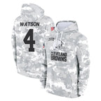 C.Browns #4 Deshaun Watson Player Arctic Camo Salute to Service Hoodies Limited Game Gdoa Stitched Jerseys
