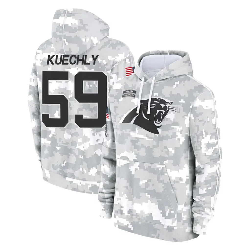 C.Panthers #59 Luke Kuechly Player Arctic Camo Salute to Service Pullover Hoodies Limited Game Gdoa Stitched Jerseys