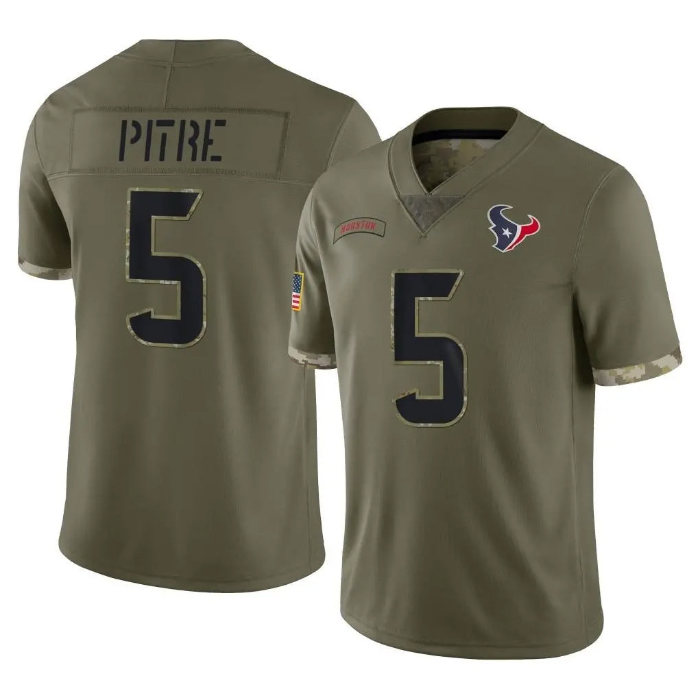 H.Texans #5 Jalen Pitre Player Olive Salute To Service Limited Stitched Jerseys